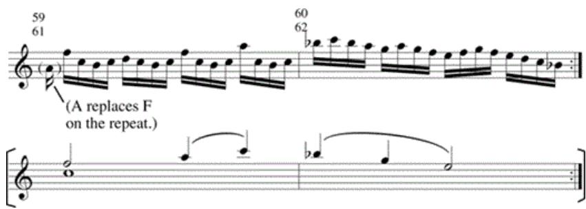 Example 5-2. Paganini, Moto perpetuo, mm. 59–62.