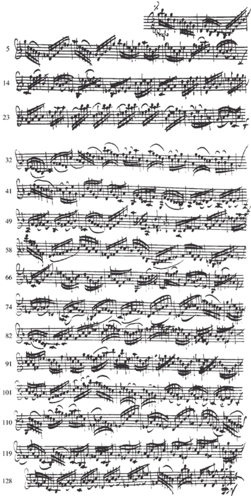 Figure 5-3. Bach, Sonata in G Minor, Presto, autograph score.