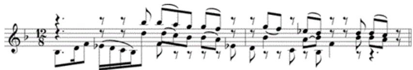 Example 4-5. “J. S. Botched,” an inferior version of the Sicilianaʼs opening phrase.