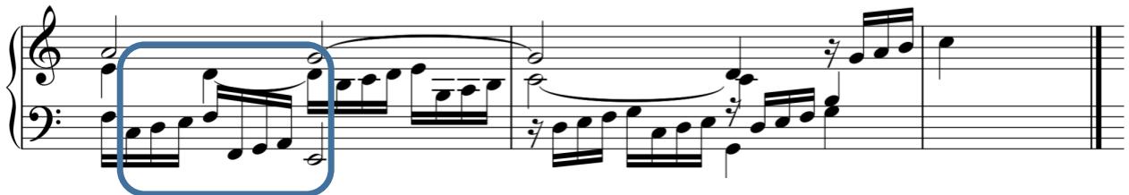 e) Rossi: Toccata prima, 18-21