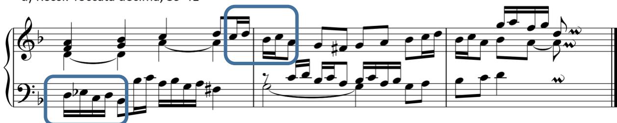 d) Rossi: Toccata decima. 39-41；Example 4a-d. Patterns of pairs of ascending steps