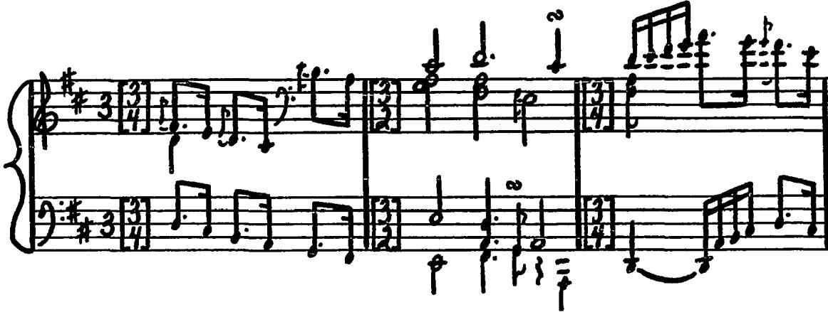 Example 5. Pieces de Clavecin (1707), &ldquo;Chaconne&rdquo; in D major, mm. 9-11.
