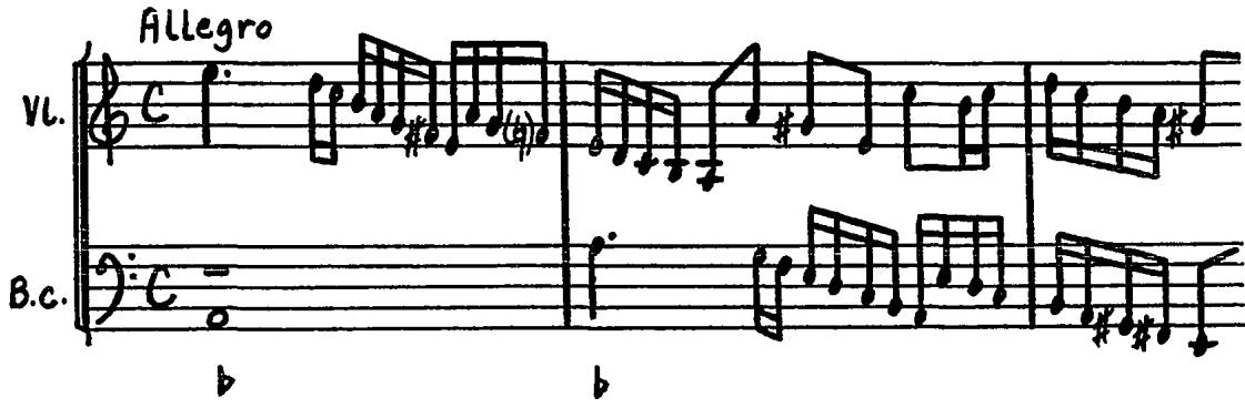 Example 9. Solo Sonata II (MS), Movement 2, mm. 1-3.