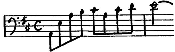 Example 20. Comparison of the first phrase of the chorale melody &ldquo;Que Dieu se montre seulement&rdquo; with the melodic incipits of the second and seventh movements of La Guerre&rsquo;s Trio Sonata in D Major.