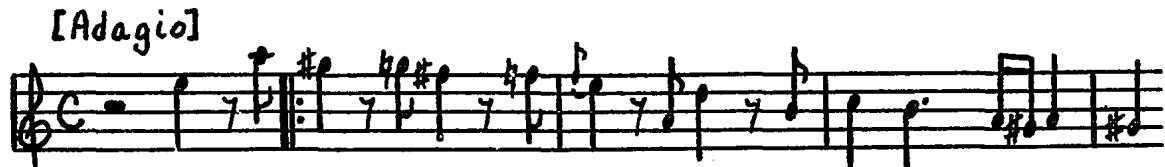 Example 38. Sonata V (1707), Movement 1, Violin, mm. 1-5.