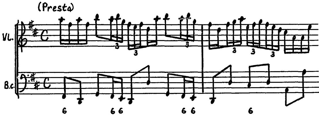 Example 45. Sonata II (1707), Movement 4, mm. 3-4.