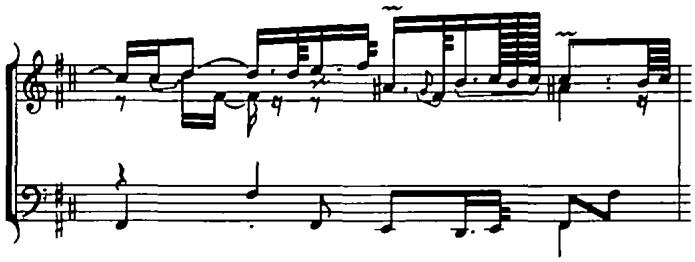 Example 4. Huitième Ordre, &ldquo;La Raphaèle,&rdquo; mm. 5, 6, and 30