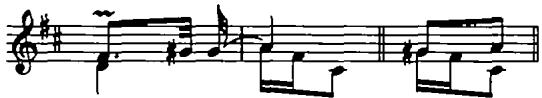 Example 7. Two other interpretations of port de voix in Ex. 5, m. 2: 7a) Neumann; 7b) common practice