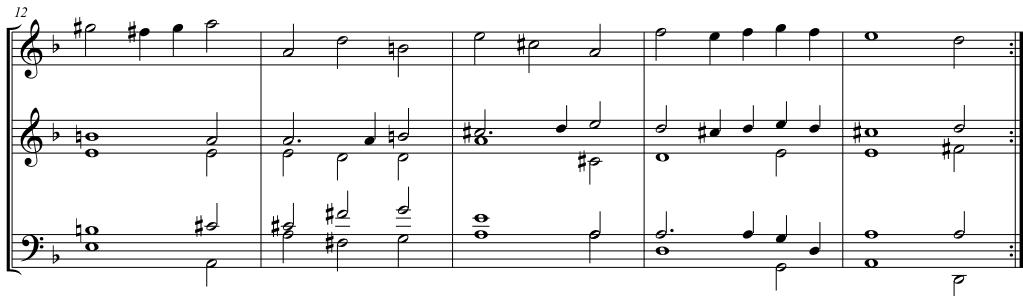 Beispiel 1: Andreas Hammerschmidt, Erster Fleiß (1636), Sarabande in d, Particell
