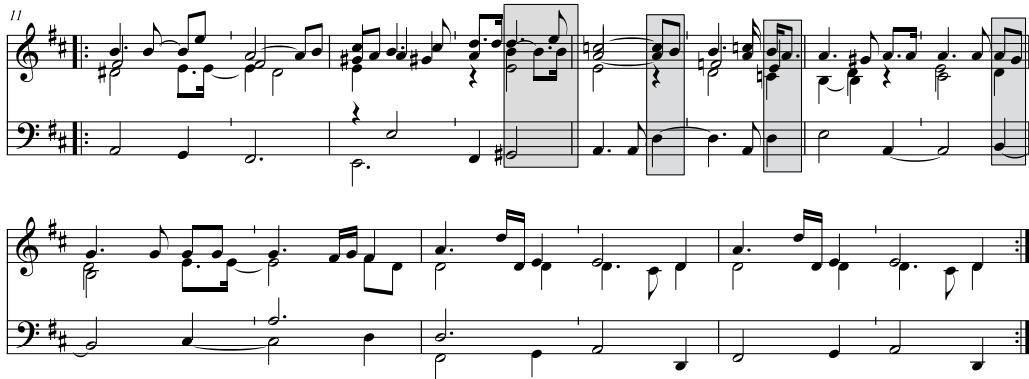 Beispiel 9: Johann Jakob Froberger, Sarabande aus der Suite FbWV 620, zweiter Teil