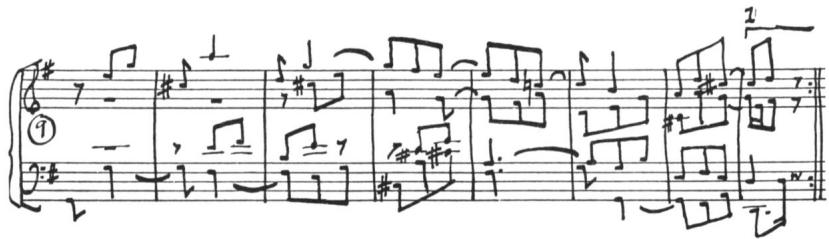 Ex. 13. BWV 988, Goldberg Variations, Var. 4, meas. 9-16 (and throughout): general legato style