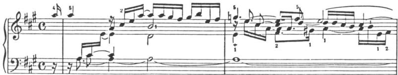 Ex. 22. BWV 806, English Suite I, Allemande, meas. 1-2 (see also 3-7, 8-16): sustained written-out arpeggios