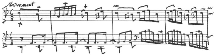 Ex. 24. François Couperin, Les Bergeries, Rondeau from the Sixième Ordre in the second book of Pièces de Clavecin, first published about 1717, meas. 1-4