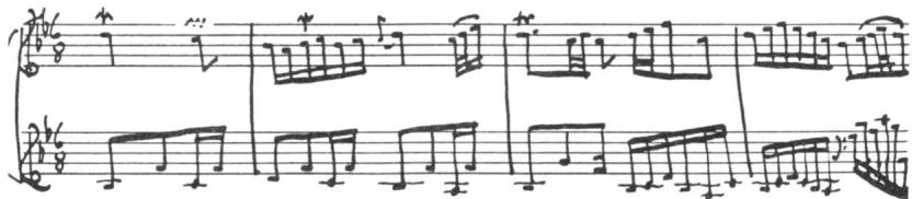 Ex. 25. François Couperin, Les Bergeries, as it appears in Anna Magdalena Bach&rsquo;s second Clavierbüchlein, 1725, BWV Anh. 183, meas. 1-4