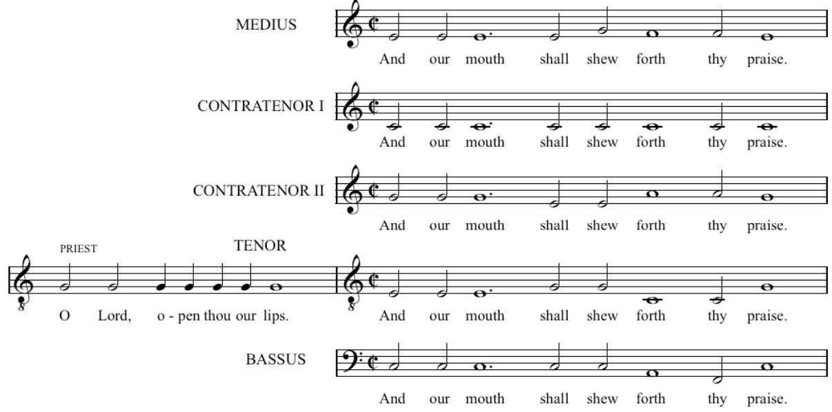 Example 2 – Byrd, First Preces, opening.