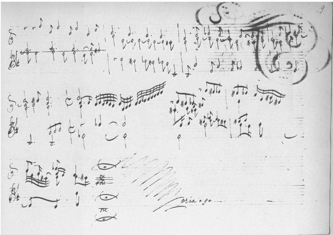Example 1-4. Johann Jacob Froberger, Toccata II in D minor. Compare to Example 1-3.
a. 1649 Vienna autograph.