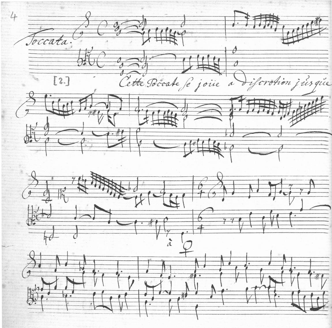 Example 3-1a. Johann Jacob Froberger, Toccata XIV, opening (SA 4450 MS).