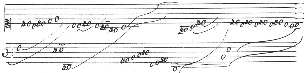 Example 3-4. Louis Couperin, Prelude 6 in A minor, system 13 (Parville MS). Contemporary accidental usage convention.