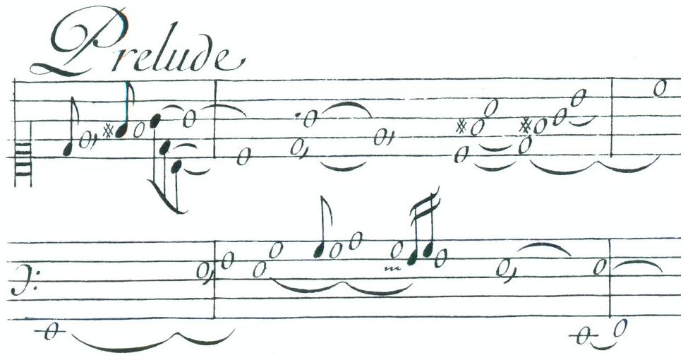 Example 3-8. Jean-Henry D&rsquo;Anglebert, Prelude 1 in G major, system 1, excerpt (published version).