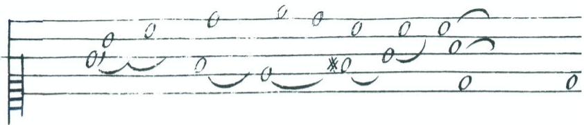Example 3-9. Jean-Henry D&rsquo;Anglebert, Prelude 1 in G major, system 4, excerpt (published version).