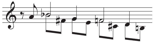 Example 3-22. Metrical and durational interpretation of box 1 from Example 3-21.
