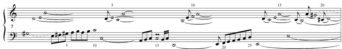 Example 7-8 (continued). Louis Couperin, Prelude 10 in C major. Dual-value notation realization.