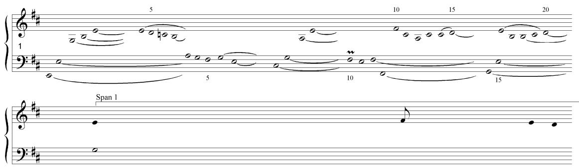 Example 8-7. Louis Couperin, Prelude 14 in E minor. Parsing spans.