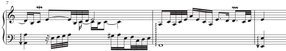 Beispiel 7: Louis Couperin, Prélude 6; Hamer, Entwurf einer Rhythmisierung