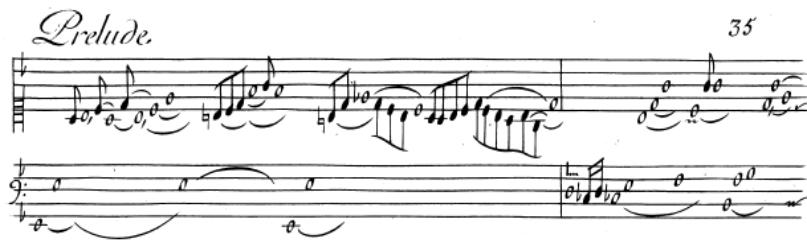 Figure 3: Jean-Henri d&rsquo;Anglebert: Pièces de Clavecin, Prélude non mesuré: F major (opening passage) (Source: Tilney, 2009. Volume 1 Facsimiles, p.83)