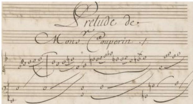 Figure 17: Louis Couperin: Prélude non mesuré: F major (opening passage)；(Source: Tilney, 2009. Volume 1 Facsimiles, p.14)