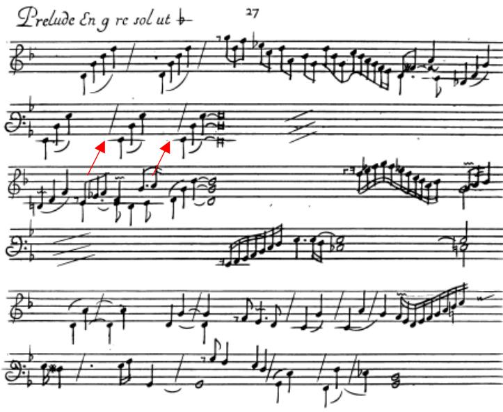 Figure 21: Nicolas Lebègue: Les Pièces de Clavessin: Prélude (extract)
(Source: Tilney, 2009. Volume 1 Facsimiles, p.68)