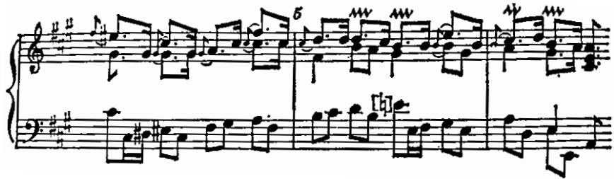 Figure 9: Inter-measure port de voix in F. Couperin’s “La covalescente,” mm. 5–7.97