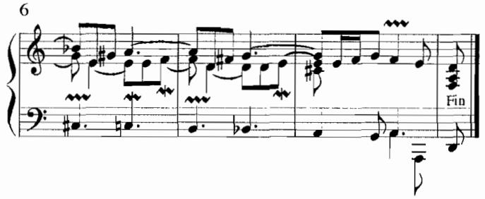 Example 3.6. La Muse–Plantine, m. 1–9, 19 $^{th}$ ordre (1722), F. Couperin