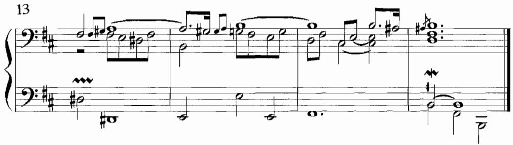 Example 4.12. La Jalousie taciturne sous le Domino gris de maure from Les Foliesfranfoises, ou les Dominos, 13th ordre (1722), F. Couperin