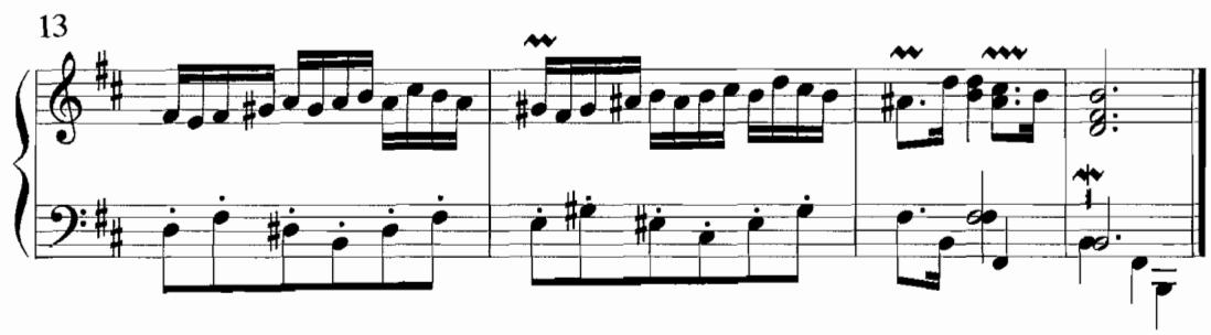 Example 4.14. La Frénésie, ou le Désespoir sous le Domino noir from Les Folies françaises, ou les Dominos, 13 $^{th}$ ordre (1722), F. Couperin