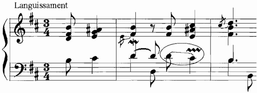 Example 5.8. Legato lié in L&rsquo;Âme-en peine, m. 1–2, 13 $^{th}$ ordre (1722), F. Couperin