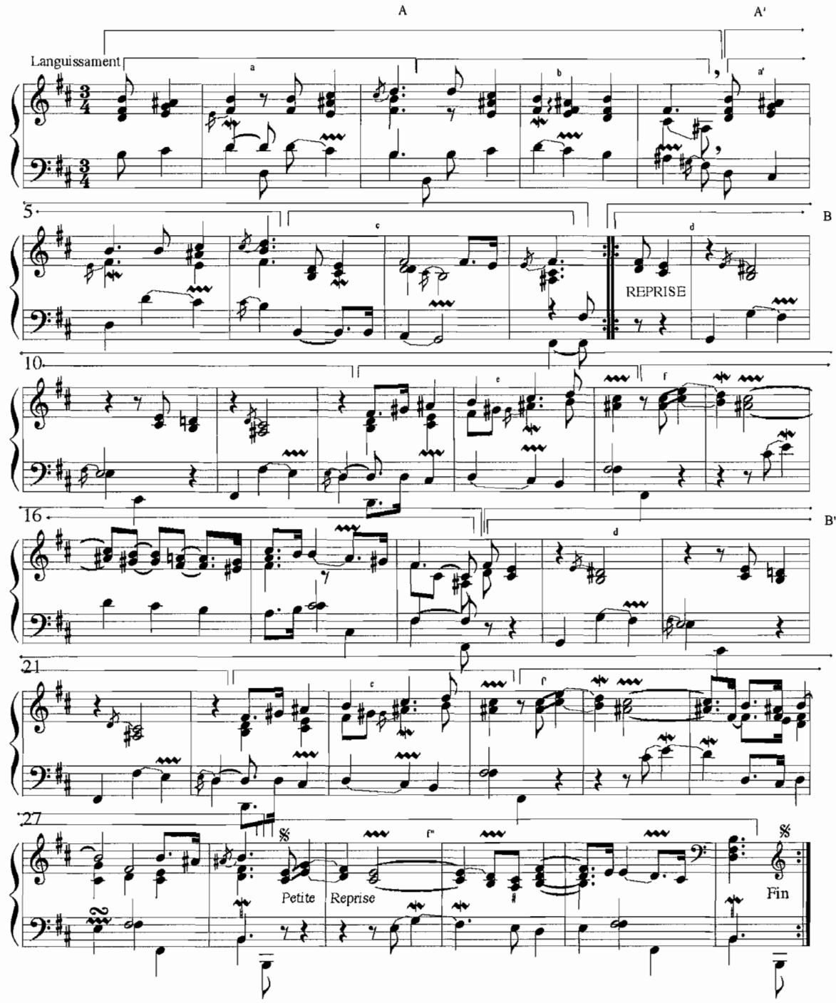 Example 5.12. Formal Diagram for $L&rsquo; \hat{A}me - en$ peine, $13^{\text{th}}$ ordre (1722), F. Couperin