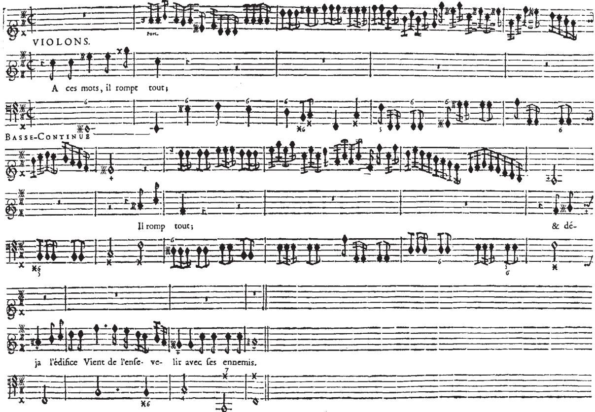 7 Accompanied recitative, ‘A ces mots, il rompt tout’, from Jacquet de La Guerre’s Samson, book 2 (1711)