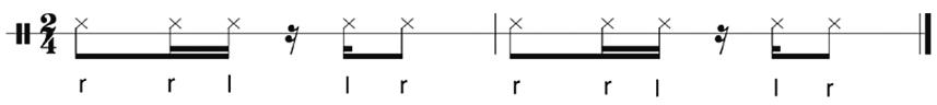 Cua rhythm (played with sticks)；Maracas (forward and back rather than up and down