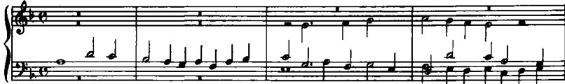 b. Fantasia IV, measures 1–4