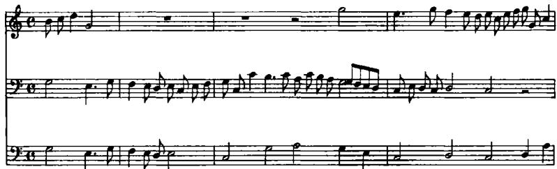 EXAMPLE 13.3 Canzona 2a, CBB/bc (Grassi 19), measures 5–8