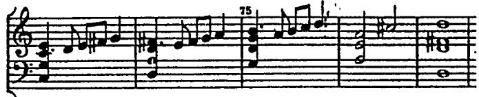 Ex.2.27, Milán, Fantasia 18 (b.73-77)；Accompanied sequence, imitative sequence and repeated polyphonic complexes are all variants of sequential technique which are modified to suit particular circumstances. In many cases they are difficult to distinguish from one another. A passage from Fantasia 8 demonstrates how blurred the distinctions can be.