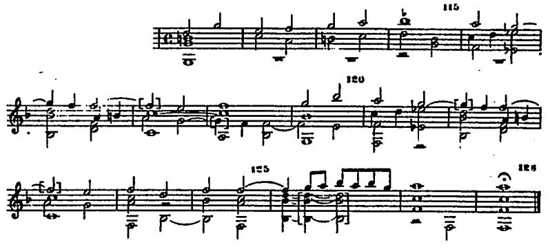 Ex.3.18, Narváez, Fantasia 6 (b.112-28).；Example 3.19 gives the structural plan of the fantasia showing the grouping of episodes into their longer periods according to the criteria of the preceding discussion.