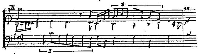 Ex.5.26, Valderrábano, Fantasia 1 (b.33-43).；Episode V continues the ideas of previous passage, from which it is separated only by an interrupted