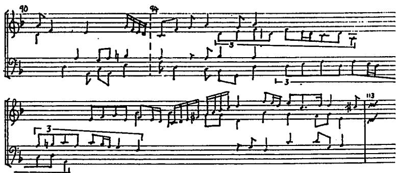 Ex.5.33, Valderrábano, Fantasia 6 (b.90-113).；From this point forward, the fantasia continues in the free alternating style similar to Example 5.32.