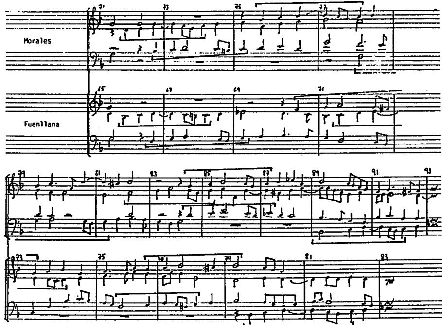 Ex.7.21, Morales, Veni Domine (b.71-93) and Fuenllana, Fantasia 23 (b.65-83).
