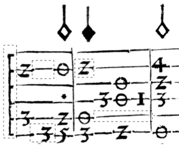Ejemplo 4. Fuenllana, Orphenica lyra, fol. 58r, fragmento