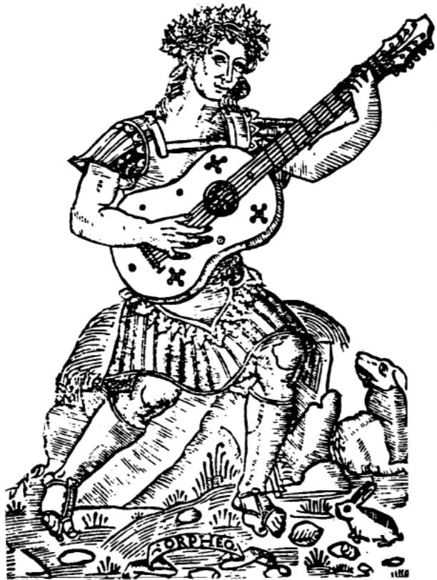 Plate 8 Orpheus playing the vihuela, from Milán, El maestro (Valencia, 1536)