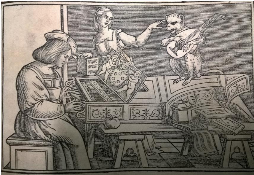 Fig. 3: Andrea Antico, Frottole intabulate per sonare organi, Frontispiece (Rome, 1517), personal picture, with permission of the National Library of Prag (Národní knihovna České republiky).
