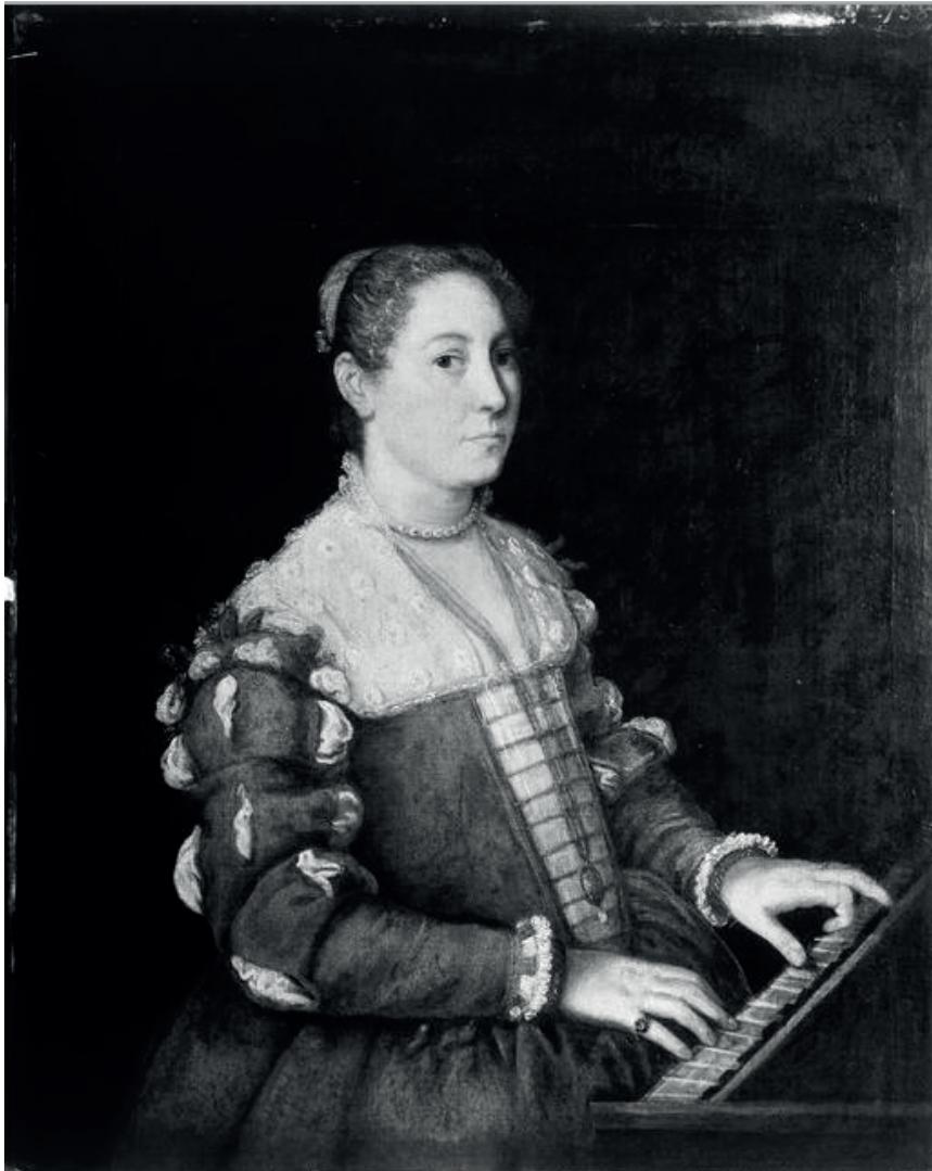 Fig. 5: Anonymous, 16th century, Portrait of a Lady Playing the Harpsichord, location unknown, Courtesy of the Frick Art Reference Library, Frick Digital Collections (accessed 29 July 2023). I thank Max Bergmann of mdwPress for directing me to the source of this picture.